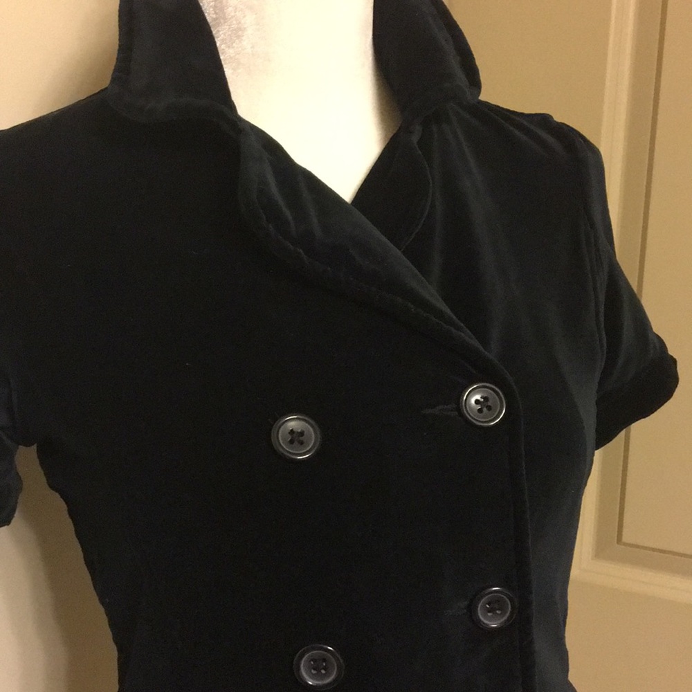 Cute Black Velvet Double Breasted Top